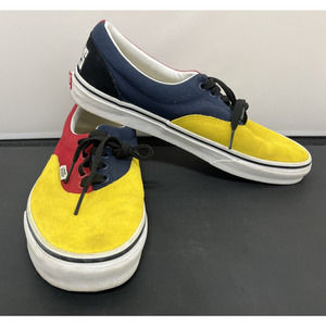 VANS Multi-Color Suede/Canvas Lace Shoes Red Yellow Blue Design MENS Size 10 FS